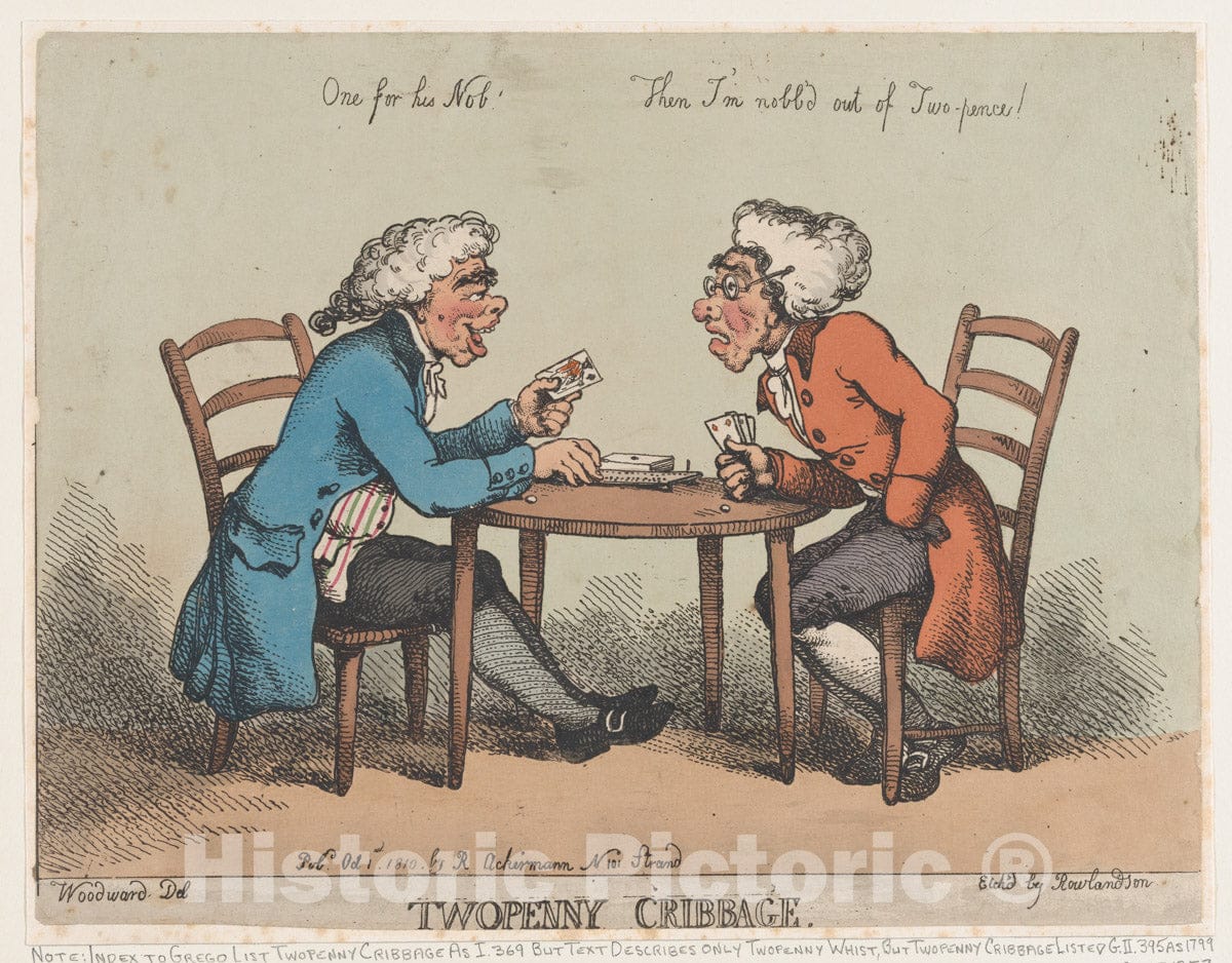 Art Print : Thomas Rowlandson - Two Penny Cribbage : Vintage Wall Art