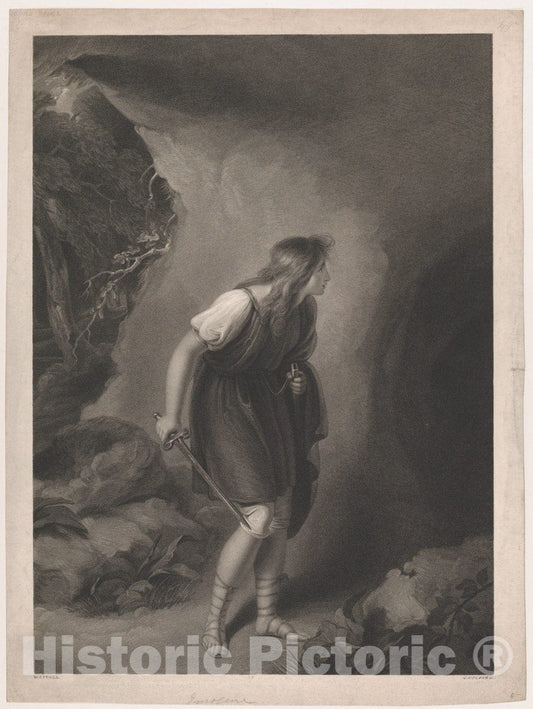Art Print : Thomas Gaugain - Imogen (Shakespeare, Cymbeline, Act 3, Scene 6) : Vintage Wall Art