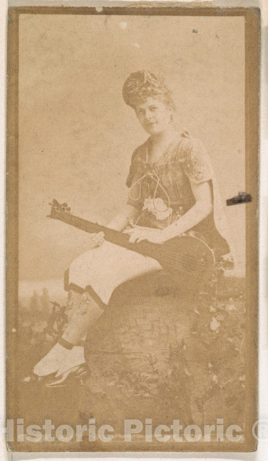 Photo Print : Actress with Mandolin, from The Actresses Series (N664) Promoting Old Fashion Fine Cut Tobacco : Vintage Wall Art