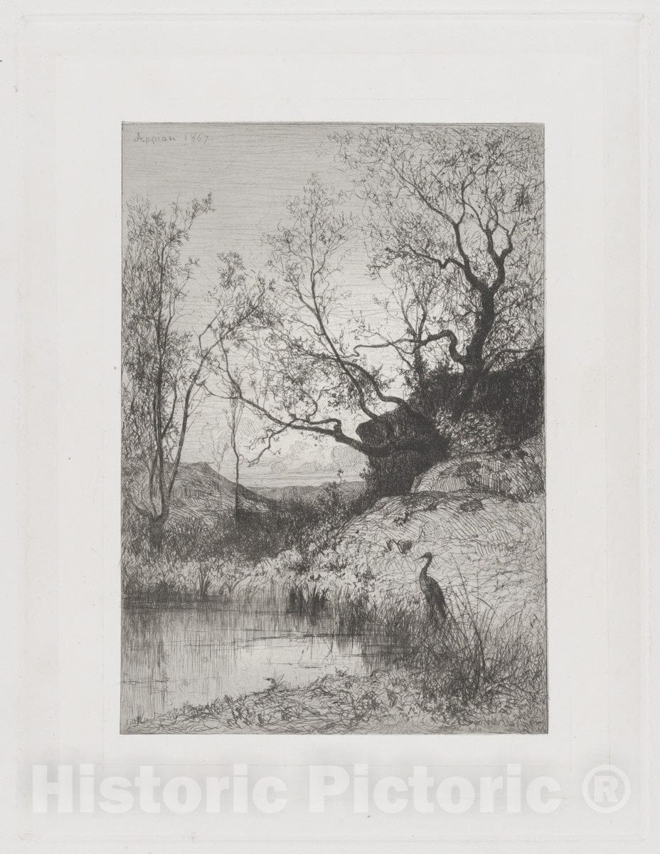 Art Print : Adolphe Appian - A Pond : Vintage Wall Art