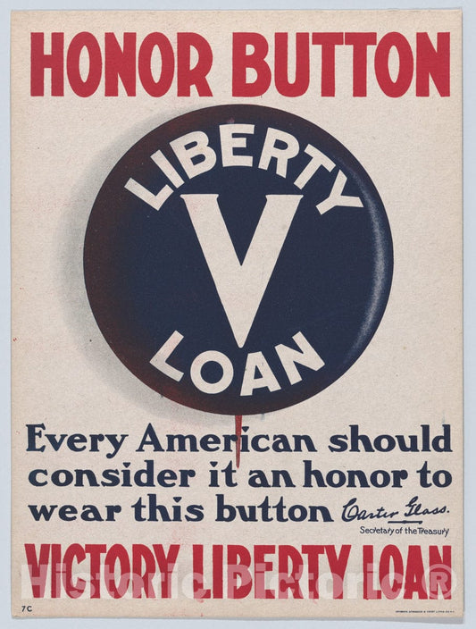 Art Print : Heywood-Strasser & Voigt, Lithographic Co. - Honor Button : Vintage Wall Art