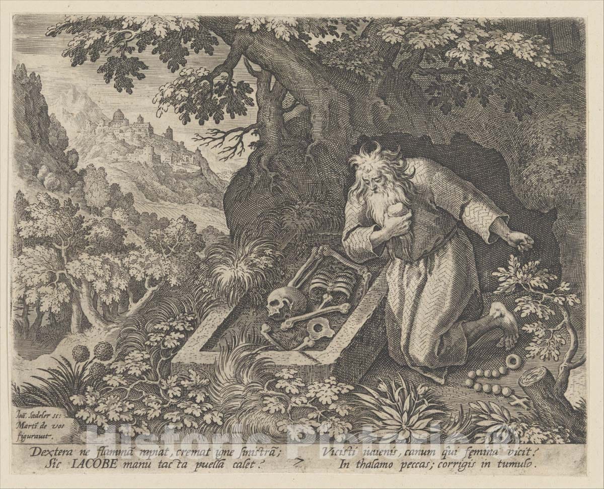 Art Print : Johann Sadeler I - Jacob, from The Series Sylvae Sacrae Monumenta.Anachoretarum : Vintage Wall Art
