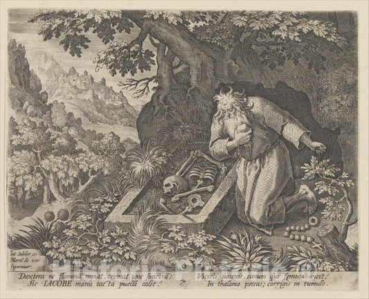 Art Print : Johann Sadeler I - Jacob, from The Series Sylvae Sacrae Monumenta.Anachoretarum : Vintage Wall Art