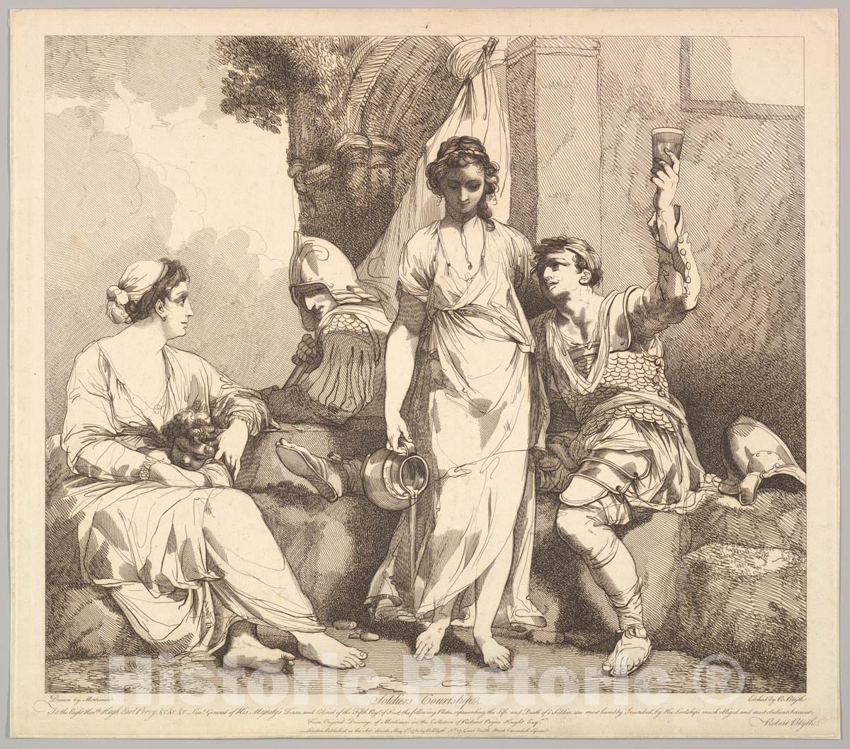 Art Print : Etched and published by Robert Blyth - Soldier's Courtship (from The Life and Death of a Soldier) : Vintage Wall Art