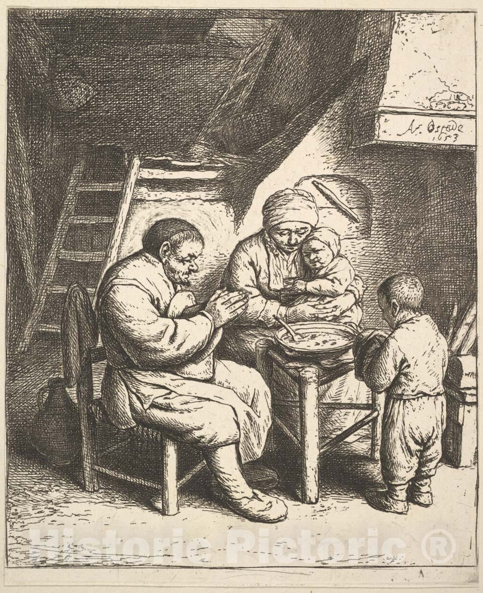 Art Print : Adriaen Van Ostade - The Blessing 2 : Vintage Wall Art