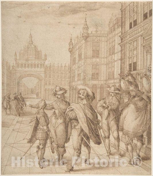 Art Print : Jean de Saint-Igny - Cavaliers in a City Square : Vintage Wall Art