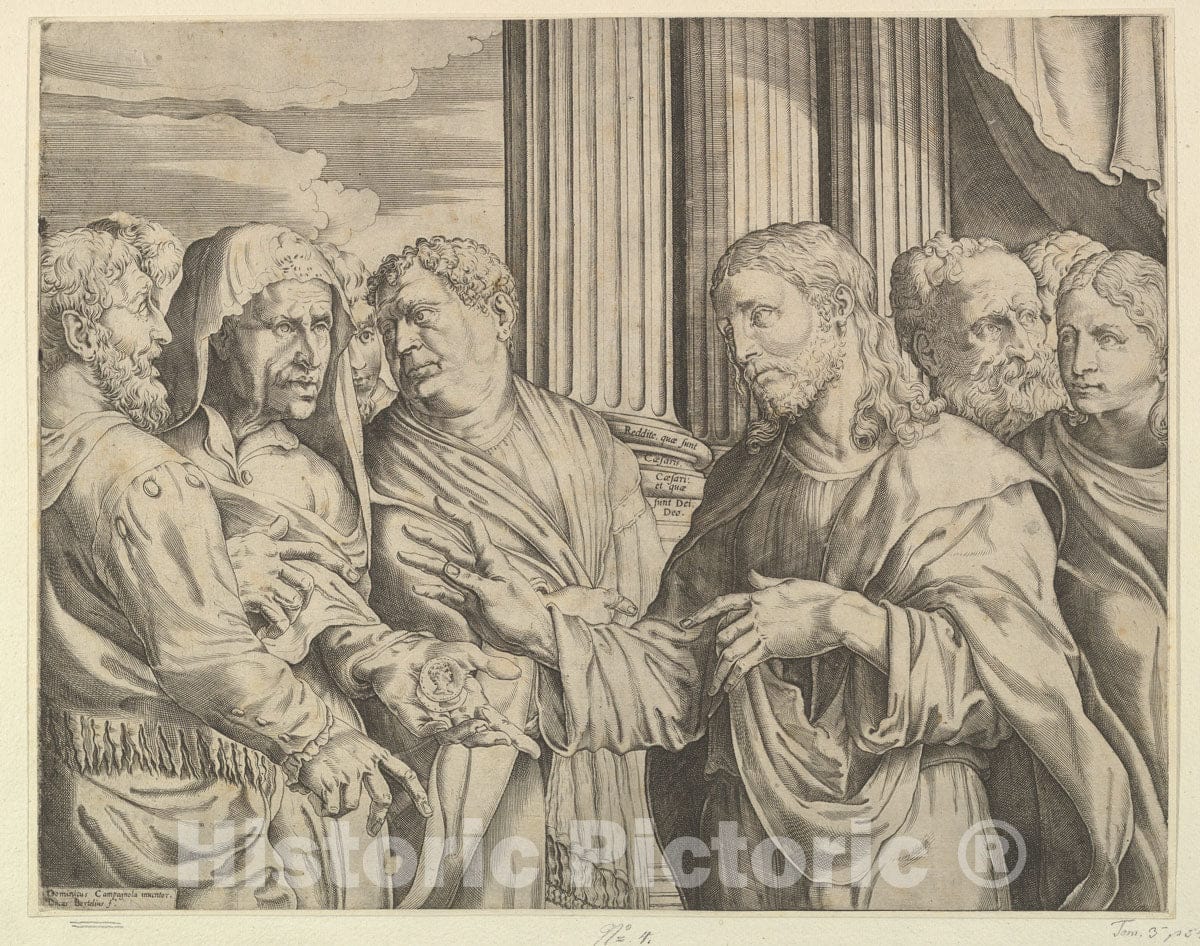 Art Print : The Triubute Money - Artist: Luca Bertelli - Created: c1564 : Vintage Wall Art