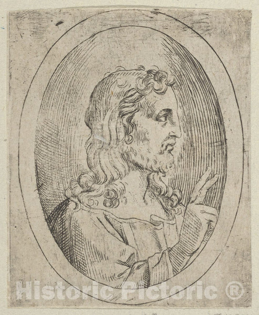 Art Print : Christ seen in Profile Facing Right - Artist: 17th Century - Created: 1600–1640 1 : Vintage Wall Art