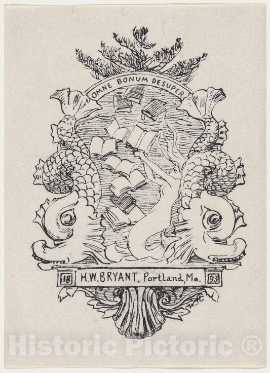 Art Print : Winslow Homer - Bookplate for H. W. Bryant of Portland Maine : Vintage Wall Art