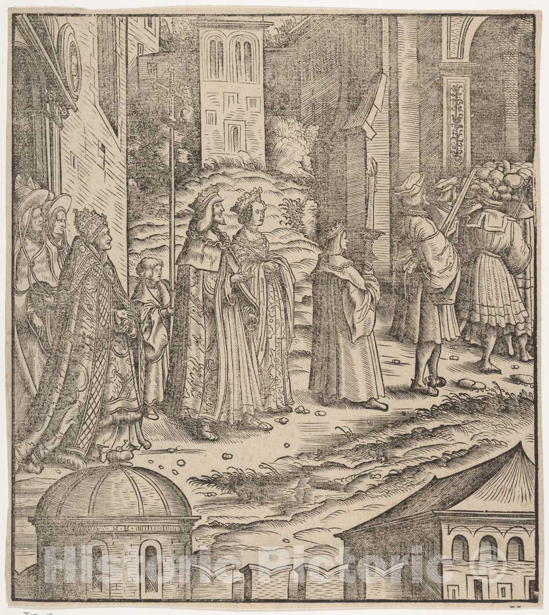 Art Print : Hans Burgkmair - Procession of The Married Emperor, His Wife and The Pope from Saint Peter's Church, from Der Weisskunig : Vintage Wall Art