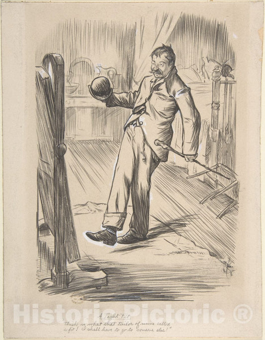 Art Print : Charles Samuel Keene - A Tight Fit : Vintage Wall Art