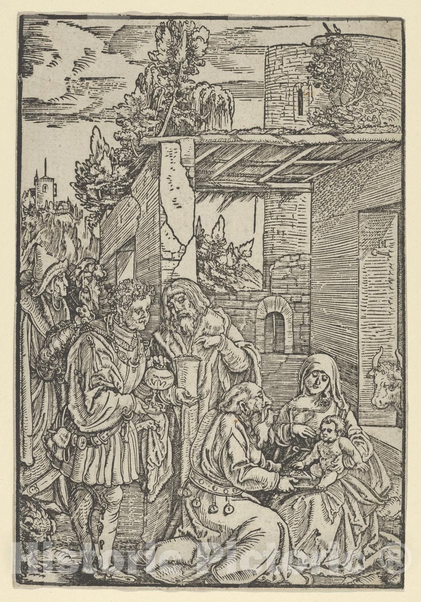 Art Print : Hans Schäufelein - The Adoration of The Magi, from Ewangeli und Epistel : Vintage Wall Art