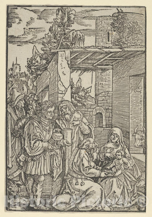 Art Print : Hans Schäufelein - The Adoration of The Magi, from Ewangeli und Epistel : Vintage Wall Art