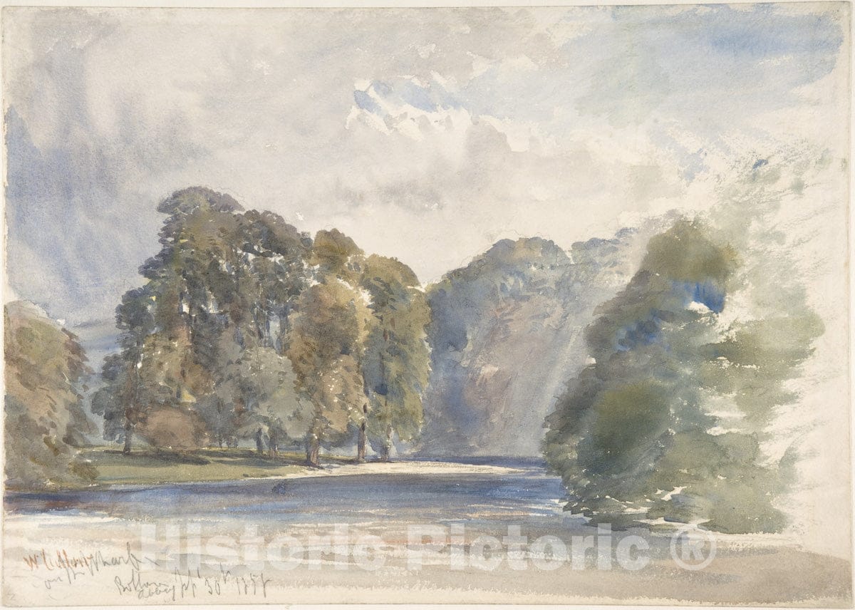 Art Print : William Callow - On The Wharfe, Bolton Abbey : Vintage Wall Art