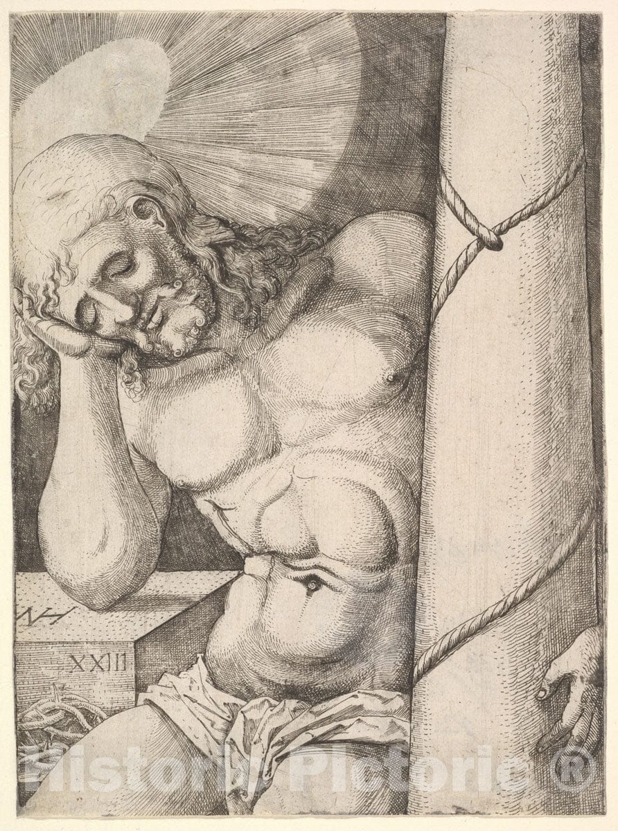 Art Print : Nikolaus Hogenberg - The Man of Sorrows at The Column : Vintage Wall Art