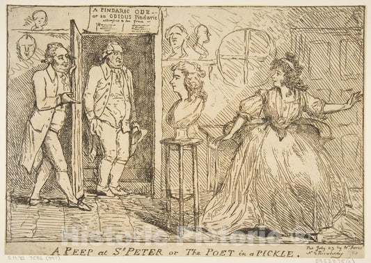 Art Print : Anonymous, British, 18th Century - A Peep at St. Peter or The Poet in a Pickle 1 : Vintage Wall Art