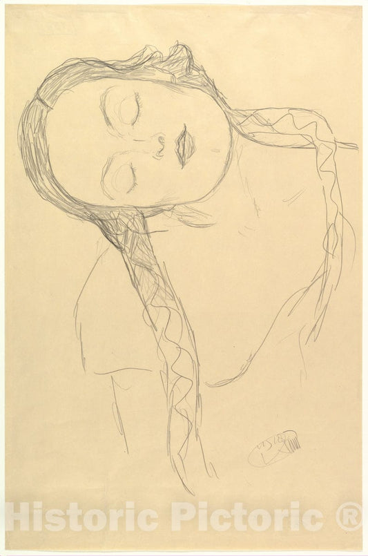 Art Print : Gustav Klimt - Half-Figure of a Young Woman : Vintage Wall Art