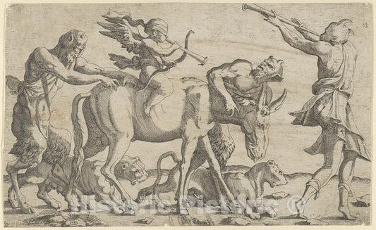 Art Print : Léon Davent - Cupid with Bandaged Eyes : Vintage Wall Art