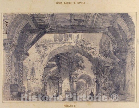 Art Print : Carlo Ferrario - Architectural Ruins with a View of a Garden