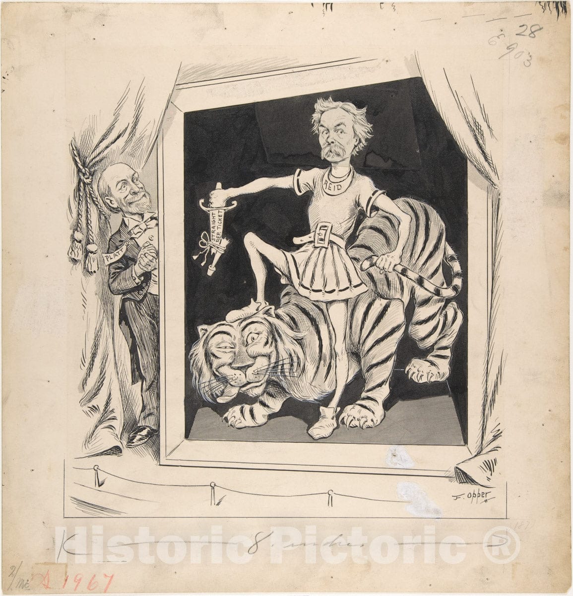 Art Print : The Extermination of Tammany with a Straight Republican Ticket. Platt's Living Picture – an Awful Fake - Artist: Frederick Burr Opper - 1894 : Vintage Wall Art