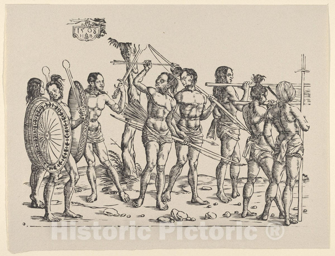 Art Print : Left Side of King Cochin, from Set of Exotic Races - Artist: Hans Burgkmair - Created: 1922 : Vintage Wall Art