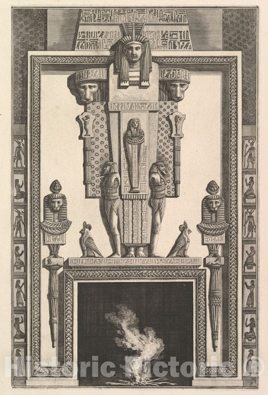 Art Print : Chimneypiece in The Egyptian Style - Artist: Giovanni Battista Piranesi - Created: 1769 2 : Vintage Wall Art