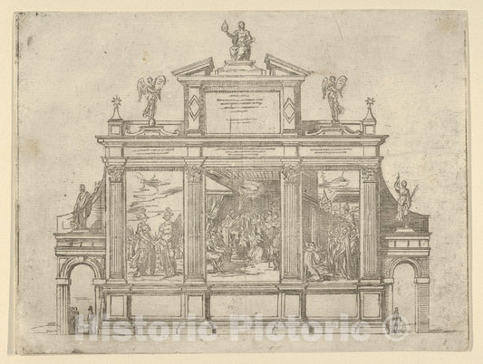 Art Print : Facade of a Triumphal Monument - Artist: Guido Reni - Created: 1598 : Vintage Wall Art