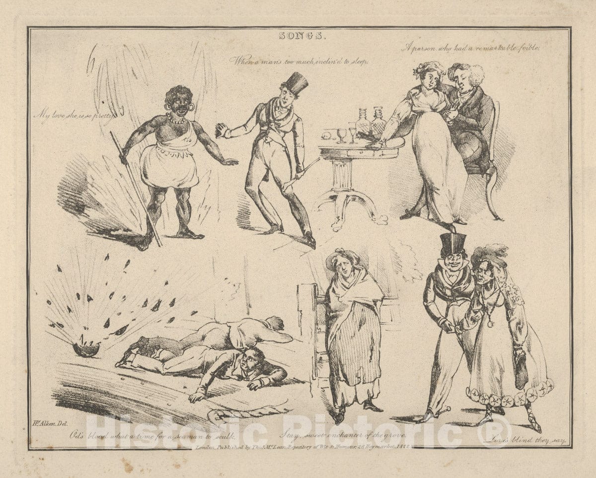 Art Print : Henry Thomas Alken - Songs:My Love She's so Pretty. : Vintage Wall Art