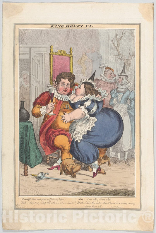 Art Print : William Heath ('Paul Pry') - King Henry IV : Vintage Wall Art
