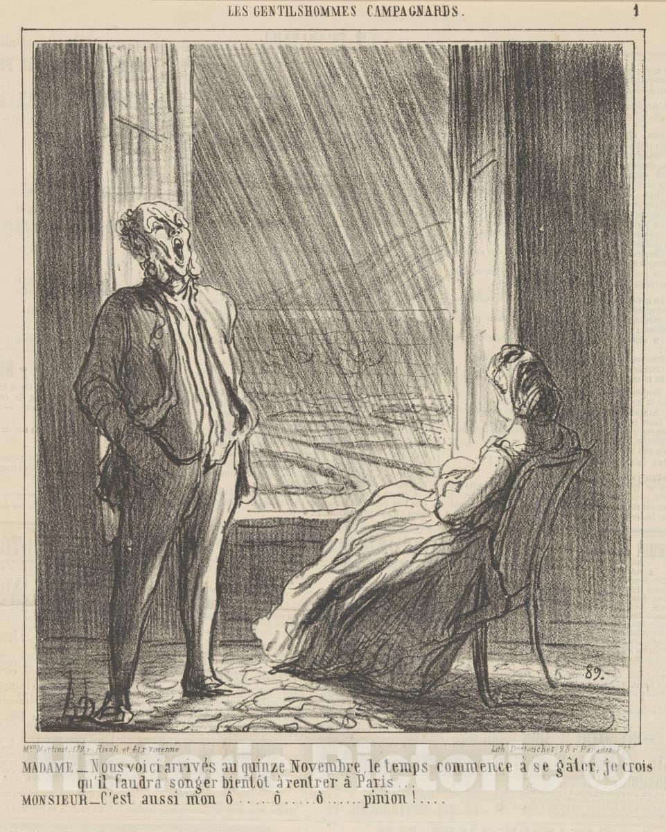 Art Print : Honoré Daumier - Les Gentilshommes Campagnards : Vintage Wall Art