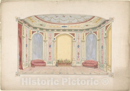Art Print : John Dibblee Crace - Design for a Room Decorated as an Aviary : Vintage Wall Art