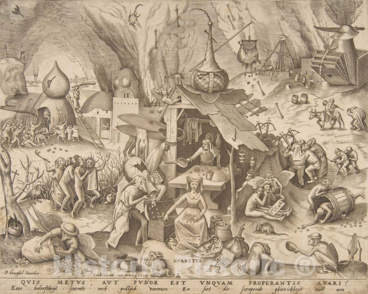 Art Print : Pieter Bruegel The Elder - Avarice (Avaritia), from The Series The Seven Deadly Sins : Vintage Wall Art