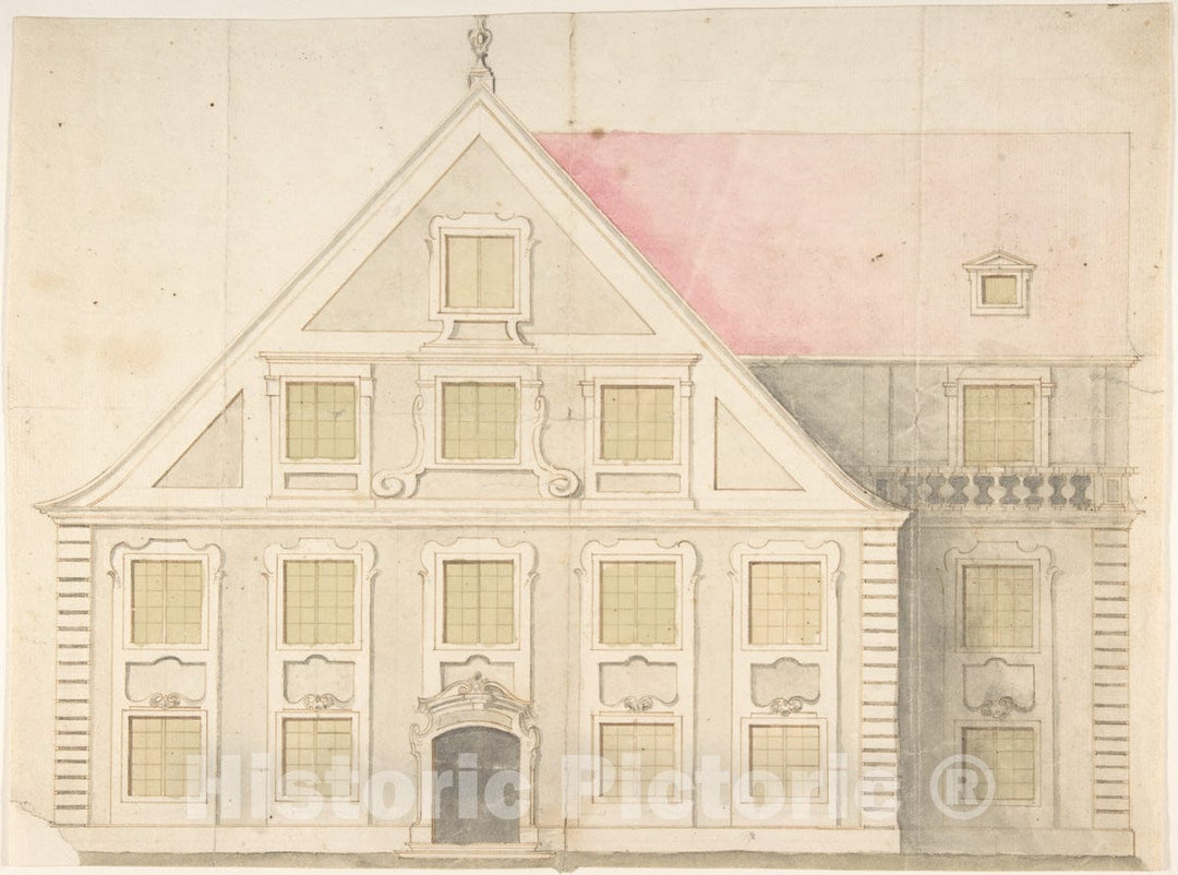 Art Print : German, 18th Century - Design for a House Façade : Vintage Wall Art