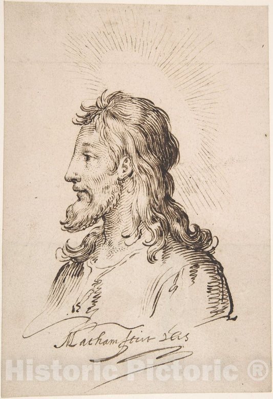 Art Print : Jacob Matham - Head of Christ : Vintage Wall Art