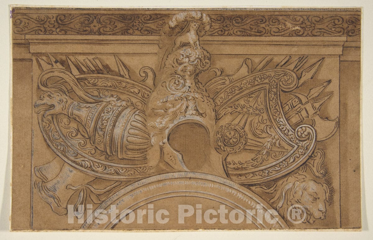 Art Print : After Polidoro da Caravaggio - Armorial Trophy : Vintage Wall Art