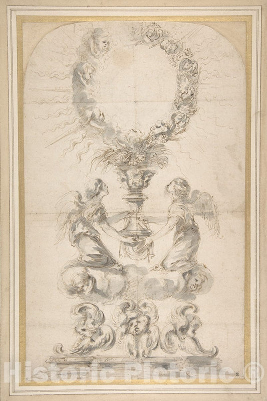 Art Print : Stefano Della Bella - Design for a Monstrance : Vintage Wall Art