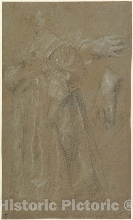 Art Print : Anthony Van Dyck - Study for a Portrait of a Lady : Vintage Wall Art