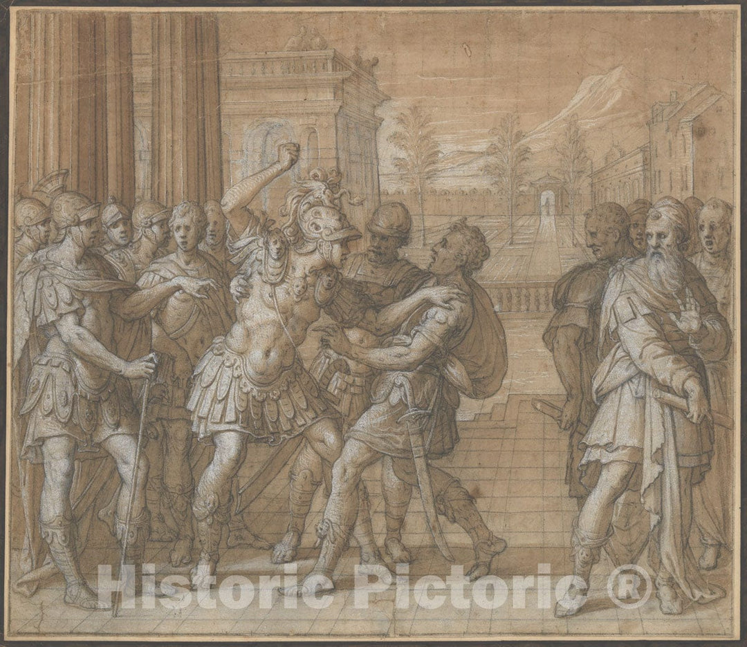 Art Print : Henri Lérambert - Coriolanus Vows Eternal Hatred to Rome : Vintage Wall Art