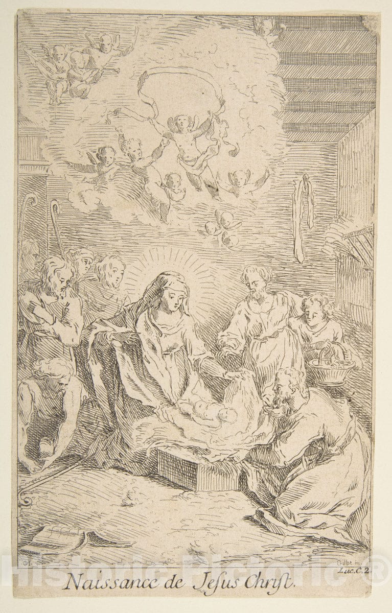 Art Print : Claude Gillot - Nativity : Vintage Wall Art