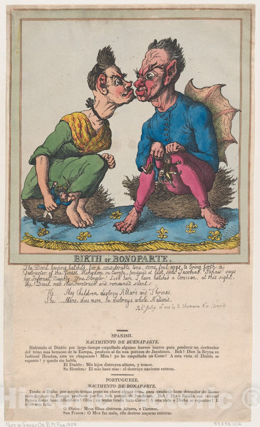 Art Print : Thomas Rowlandson - Birth of Bonoparte : Vintage Wall Art