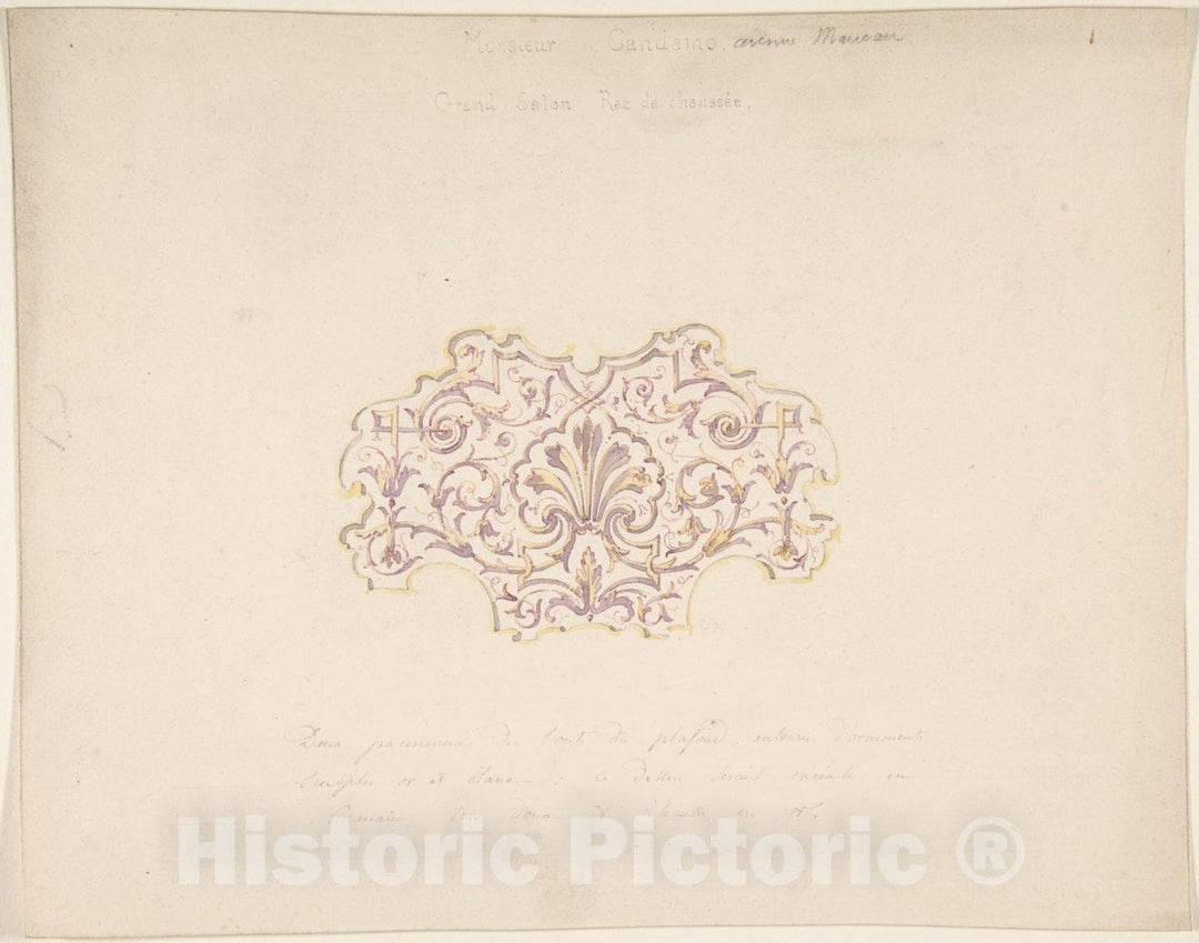 Art Print : Jules-Edmond-Charles Lachaise - Design for Grand Salon, Ground Floor, Hôtel Candamo : Vintage Wall Art