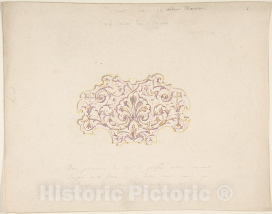 Art Print : Jules-Edmond-Charles Lachaise - Design for Grand Salon, Ground Floor, Hôtel Candamo : Vintage Wall Art