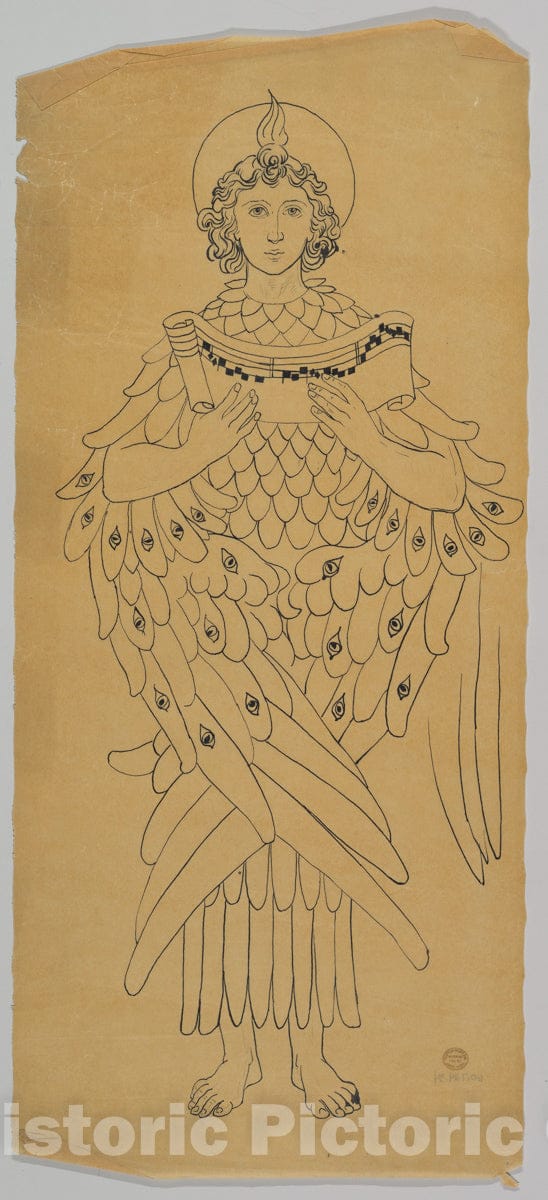 Art Print : Ernest Geldart - Tracing of an Archangel or Seraphim : Vintage Wall Art