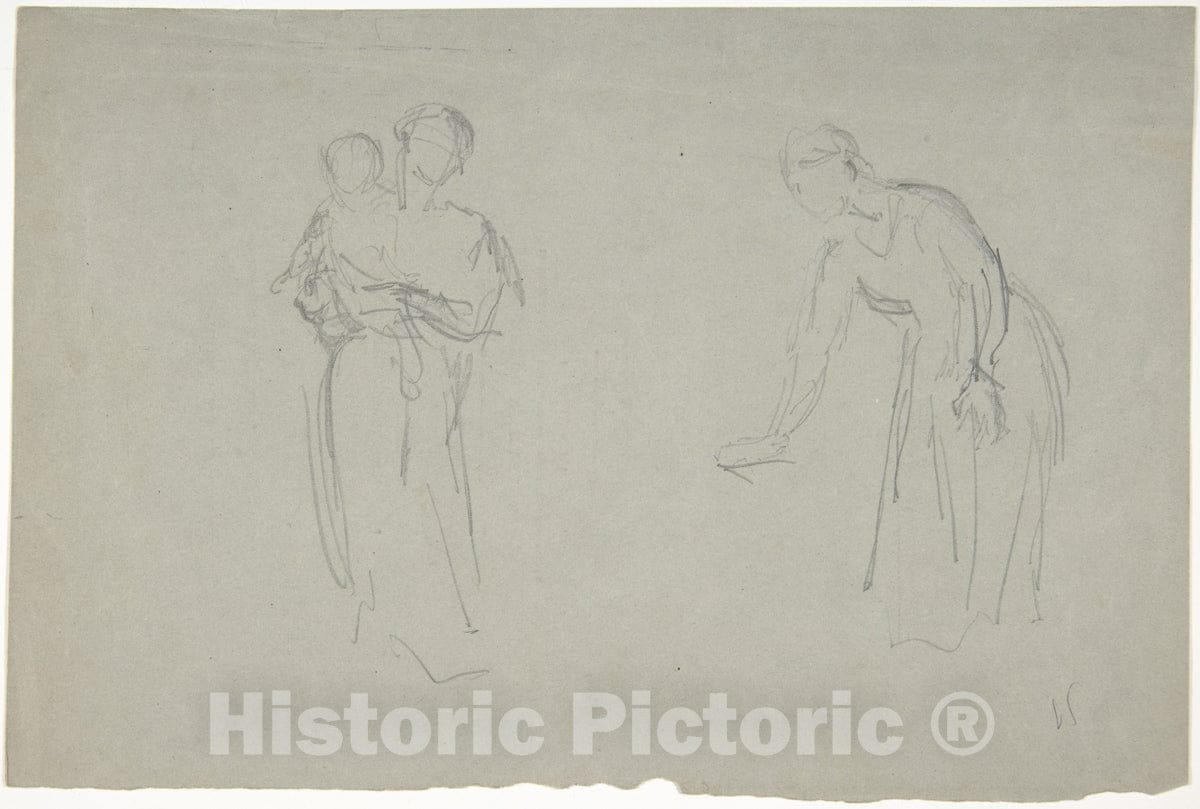 Art Print : Narcisse-Virgile Diaz de la Peña - Mother and Child and a Female Figure : Vintage Wall Art