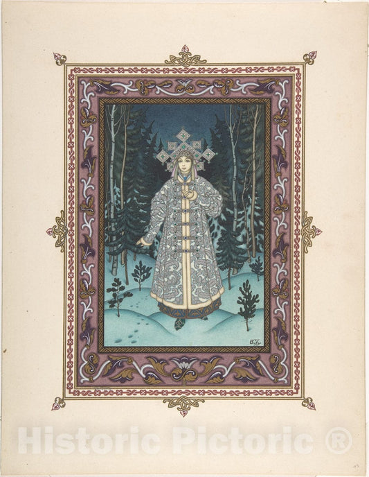Art Print : Boris Zvorykin - Illustration for Snegurochka Snegurochka in The Forest : Vintage Wall Art