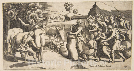 Art Print : Monogrammist PVO - Joseph's Cup Being Discovered in Benjamin's Sack of Grain : Vintage Wall Art