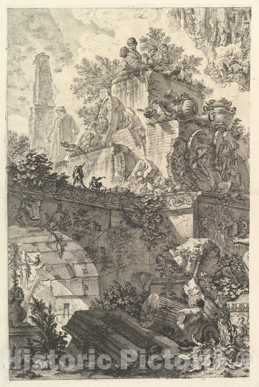 Art Print : Giovanni Battista Piranesi - Frontispiece, with Statue of Minerva 1 : Vintage Wall Art