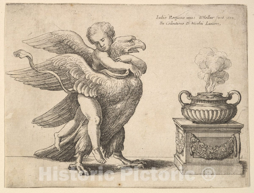 Art Print : Wenceslaus Hollar - Cupid and an Eagle : Vintage Wall Art