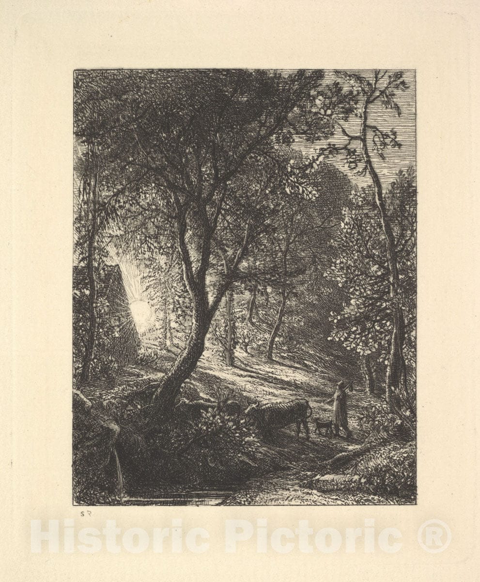 Art Print : Samuel Palmer - The Herdsman's Cottage, or Sunset 1 : Vintage Wall Art