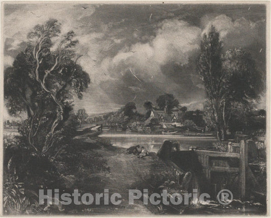 Art Print : David Lucas - A Lock on The Stour - 433176 : Vintage Wall Art